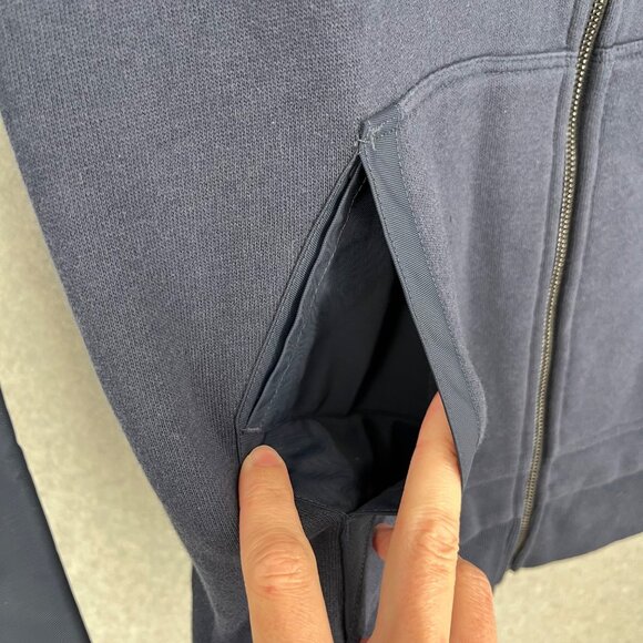 Aether Mens Assemblage Hoodie Full Zip Size S Total Eclipse Navy Blue Active NEW - Picture 3 of 13